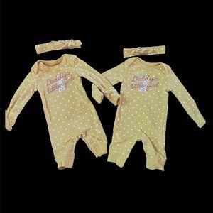 Carters body suit size new born with matching head bad